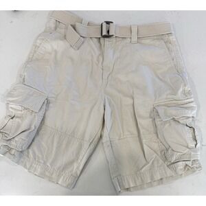 Mossimo Supply Cargo Cream Colored Cotton Shorts Mens 32 With Belt EUC